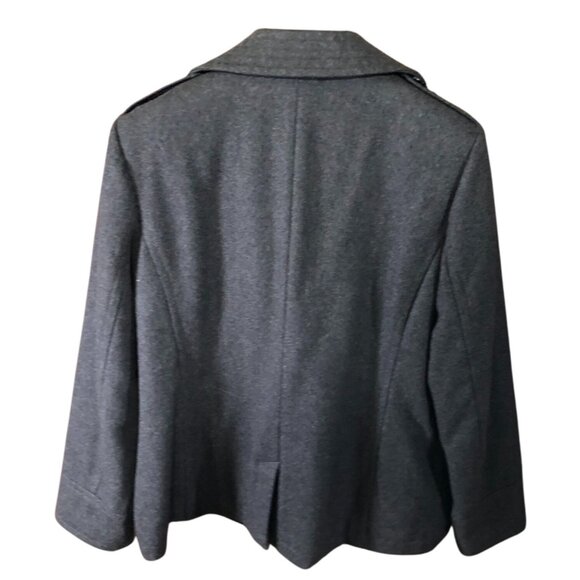 American Eagle Outfitters Mens Peacoat XL Double Breasted Plaid Quilted Gray - Picture 2 of 16